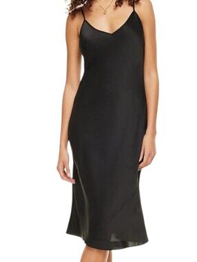Wilfred Only Slip Midi Dress in Black Size Medium Satin Artizia Adjustable Strap